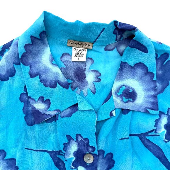 Vintage Life Styles, Floral Cropped Button Down Shirt - Picture 2 of 4